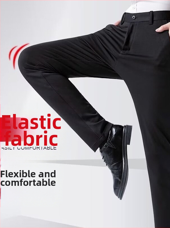 Pantaloni bărbați, stil domn de afaceri, croială lejeră, bumbac 80%, pentru toate anotimpurile