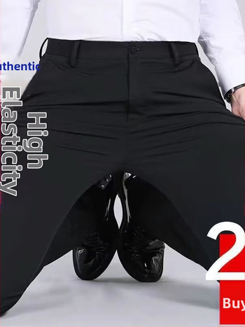 Pantaloni bărbați, stil domn de afaceri, croială lejeră, bumbac 80%, pentru toate anotimpurile