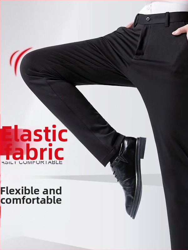 Pantaloni bărbați, stil domn de afaceri, croială lejeră, bumbac 80%, pentru toate anotimpurile