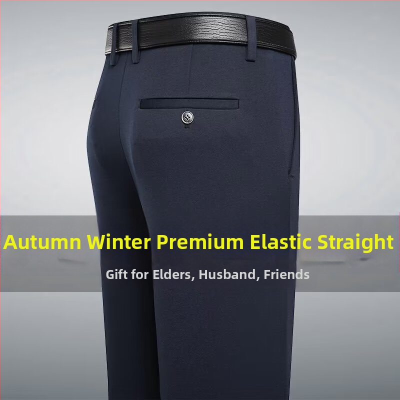 Pantaloni bărbați, stil domn de afaceri, croială lejeră, bumbac 80%, pentru toate anotimpurile