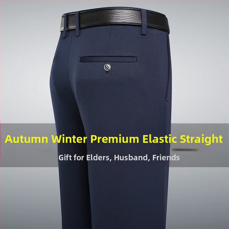 Pantaloni bărbați, stil domn de afaceri, croială lejeră, bumbac 80%, pentru toate anotimpurile