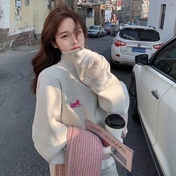 Női két részes kardigános szett, hosszú ujjú, nadrág 3/4, báránygyapjú keverék PVC és spandex, téli, Korean-Style