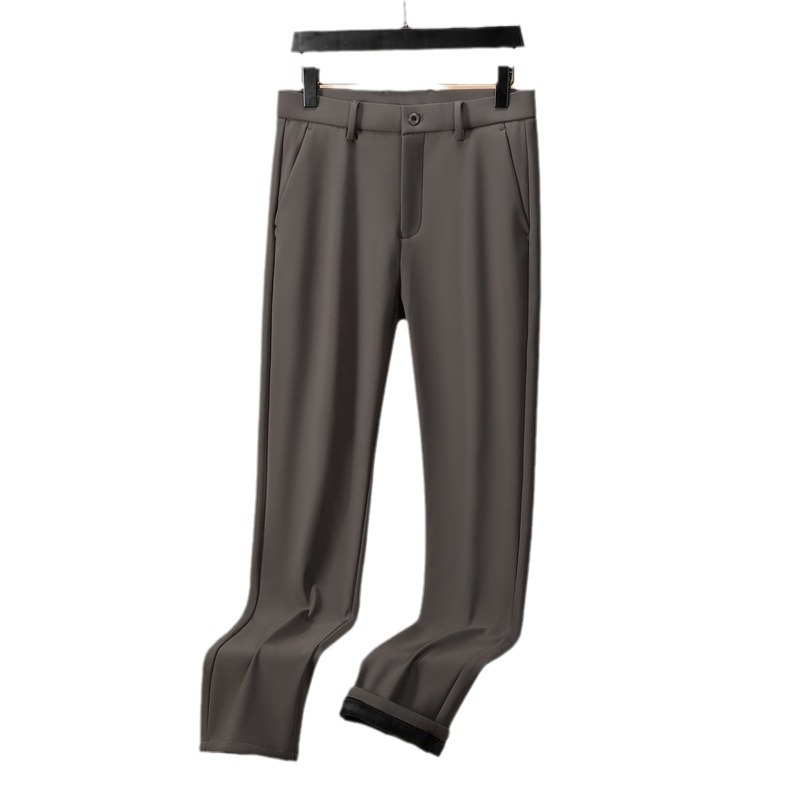 Pantaloni de costum pentru bărbați, croială dreaptă, iarnă, elasticitate mare, tratament anti-călcare