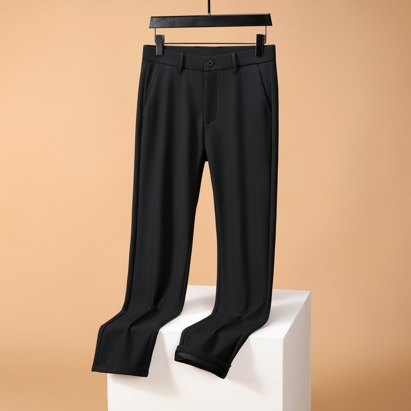 Pantaloni de costum pentru bărbați, croială dreaptă, iarnă, elasticitate mare, tratament anti-călcare