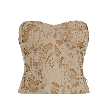 Top bustier stila bez rukava, otvorena leđa, uski kroj, poliester s elastanom, kratka duljina