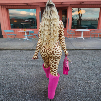 Ženski leopard print kapuljačasti komplet s hlačama, dugi rukavi, poliester 90–95%, street hipster stil