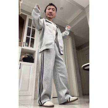 Ženski dvodijelni sportski set za opušten stil: gornji dio s sweatshirtom, izšiven, 95% poliester, japansko-korejski ležerni stil