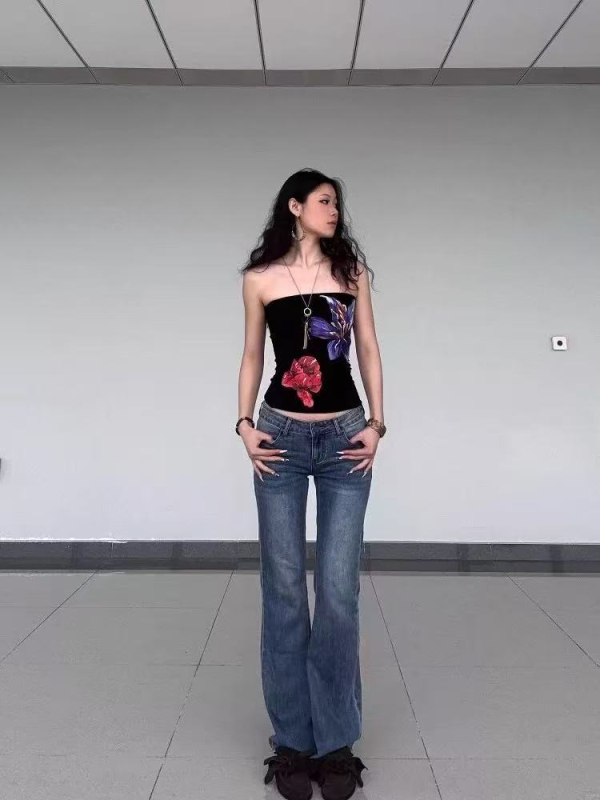 Bustier top, uski kroj, blago rastezljiv, geometrijski uzorak, pamuk 95%+