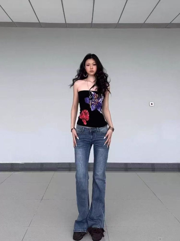 Bustier top, uski kroj, blago rastezljiv, geometrijski uzorak, pamuk 95%+