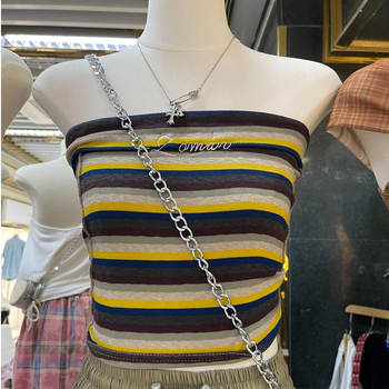 Tube top bez naramenica - 3D uzorak, poliesterska tkanina, uski kroj, ljeto 2025