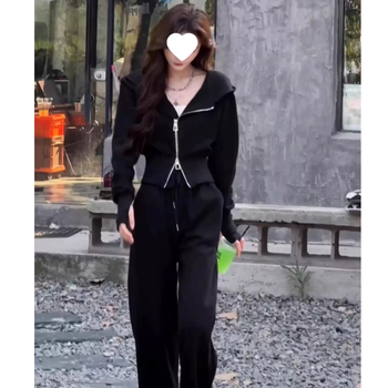 Ženski dvodijelni hoodie set – poliester 80–90%, dugi rukavi, casual stil za zimu, proljeće i jesen