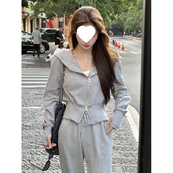 Ženski dvodijelni hoodie set – poliester 80–90%, dugi rukavi, casual stil za zimu, proljeće i jesen