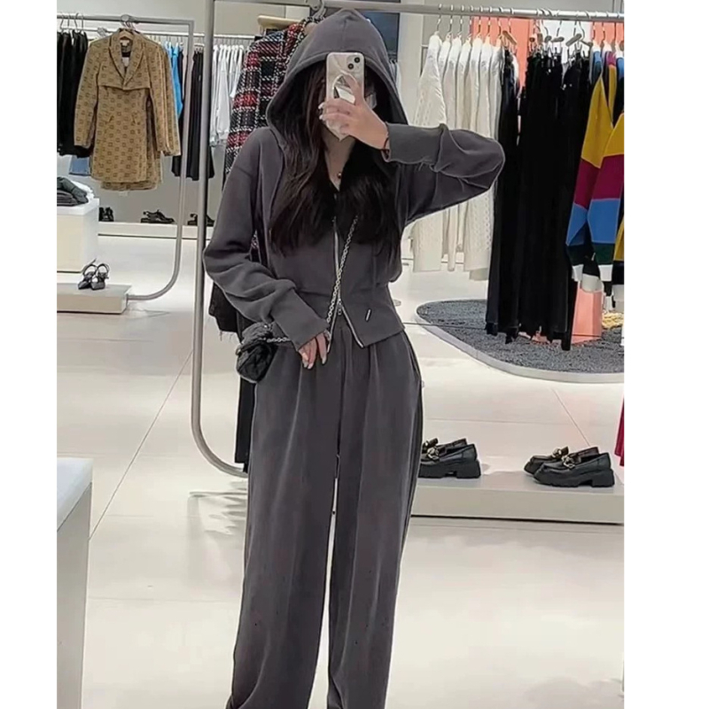 Ženski dvodijelni hoodie set – poliester 80–90%, dugi rukavi, casual stil za zimu, proljeće i jesen