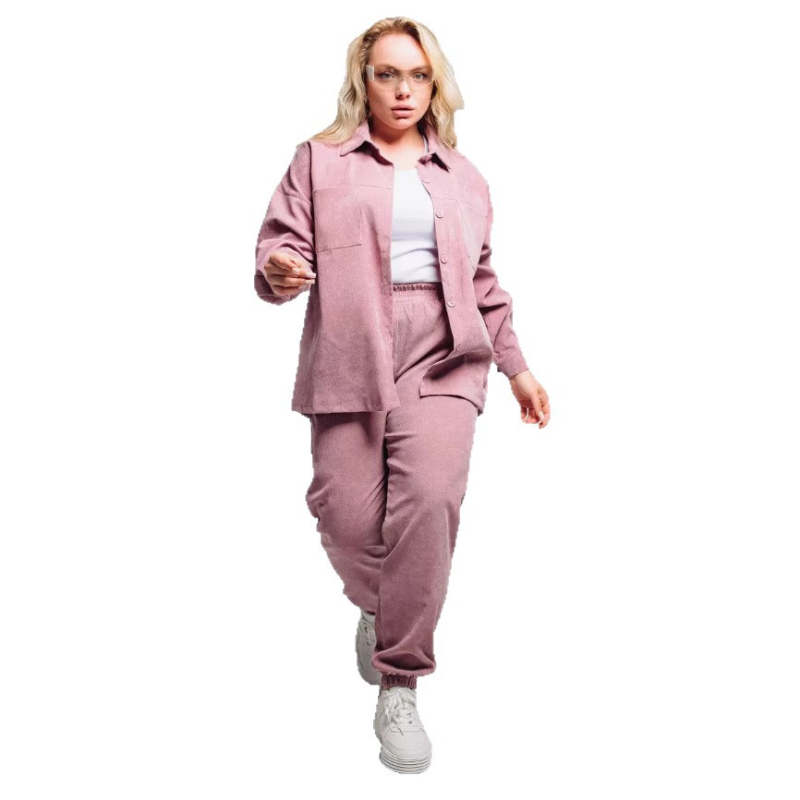 Korduranyagú nadrágkosztüm inggel, hosszú ujjú, poliészter–elasztán keverék, őszi-téli 2025