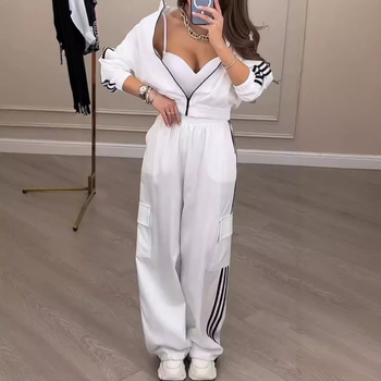 Női nadrágkosztüm hosszú ujjú inggel, poliészter, városi stílus