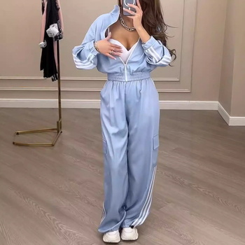 Női nadrágkosztüm hosszú ujjú inggel, poliészter, városi stílus