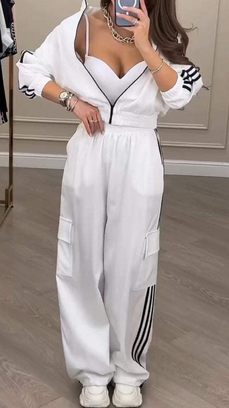 Női nadrágkosztüm hosszú ujjú inggel, poliészter, városi stílus