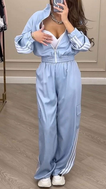 Női nadrágkosztüm hosszú ujjú inggel, poliészter, városi stílus