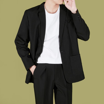 Casual muško sako s ovratnikom, poliesterna smjesa 70–80%, bez glačanja, jednobojni uzorak, standardna duljina