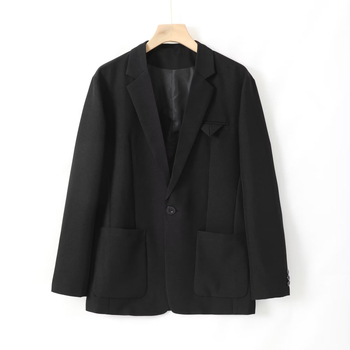 Casual muško sako s ovratnikom, poliesterna smjesa 70–80%, bez glačanja, jednobojni uzorak, standardna duljina