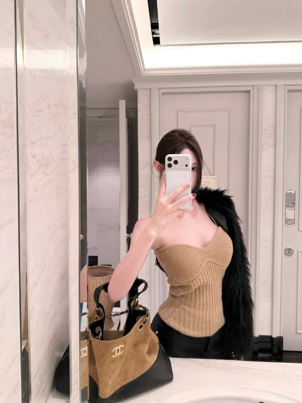 Earl Grey Warm Tea Pleteni tube top bez naramenica, uski kroj, duljina 40-50 cm, visoka elastičnost, pleteni materijal, glavni sastav: nylon <=30%