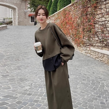 Set din două piese pentru femei, fustă mini, mâneci lungi, amestec poliester-spandex, stil prințesă, primăvara 2025