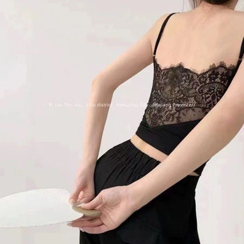 Norns Girl viskozni čipkasti top s otvorenim leđima i ugrađenom jastučićem za dekolte, vintage stil