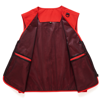 Vestă de lucru pentru bărbați cu buzunare multiple, rezistentă, croială lejeră, decolteu în V cu fermoar, stil cardigan; material principal: poliester; căptușeală: acetat; patru sezoane; logo personalizat