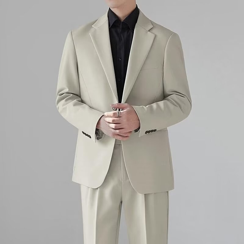 Sacou bărbătesc: nasturi la un rând, rever plat, croială ajustată, țesătură din fibră de acetat, amestec fibre chimice