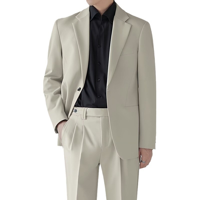 Sacou bărbătesc: nasturi la un rând, rever plat, croială ajustată, țesătură din fibră de acetat, amestec fibre chimice