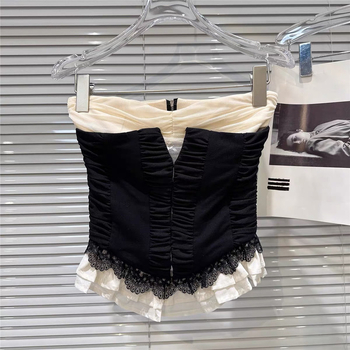 Top camisole, croială slim, fără bretele, lungime scurtă, material din fire elastice, toamna 2025