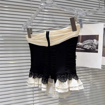 Top camisole, croială slim, fără bretele, lungime scurtă, material din fire elastice, toamna 2025