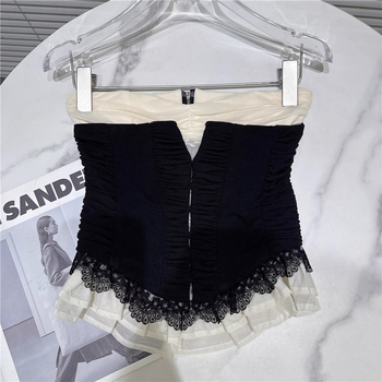 Top camisole, croială slim, fără bretele, lungime scurtă, material din fire elastice, toamna 2025