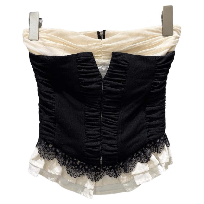 Top camisole, croială slim, fără bretele, lungime scurtă, material din fire elastice, toamna 2025