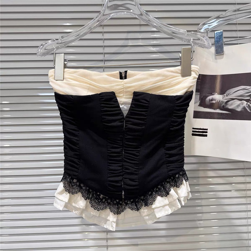 Top camisole, croială slim, fără bretele, lungime scurtă, material din fire elastice, toamna 2025