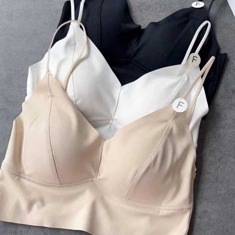 Bustier Ice Silk fără bretele, cupă triunghiulară subțire, spate fără cusături, curele încrucișate