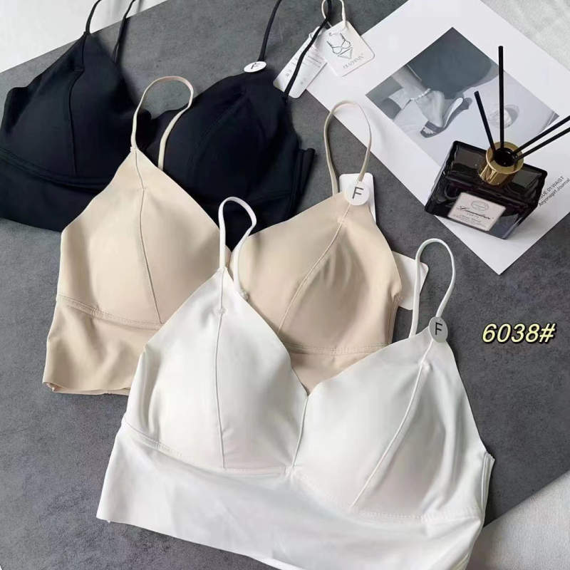 Bustier Ice Silk fără bretele, cupă triunghiulară subțire, spate fără cusături, curele încrucișate