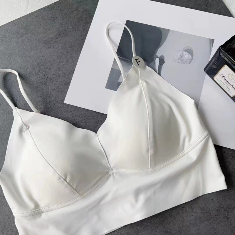 Bustier Ice Silk fără bretele, cupă triunghiulară subțire, spate fără cusături, curele încrucișate