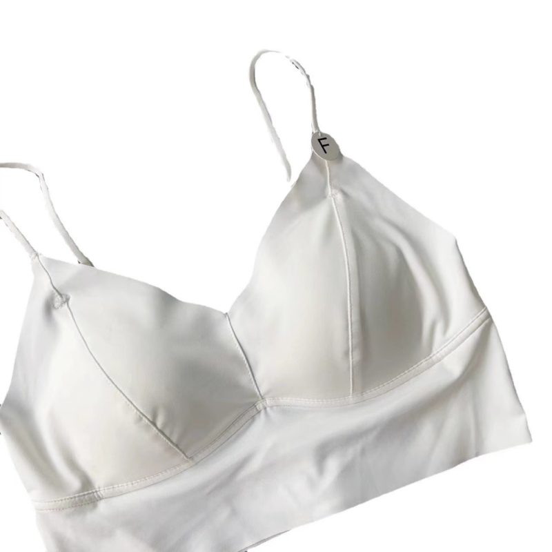 Bustier Ice Silk fără bretele, cupă triunghiulară subțire, spate fără cusături, curele încrucișate