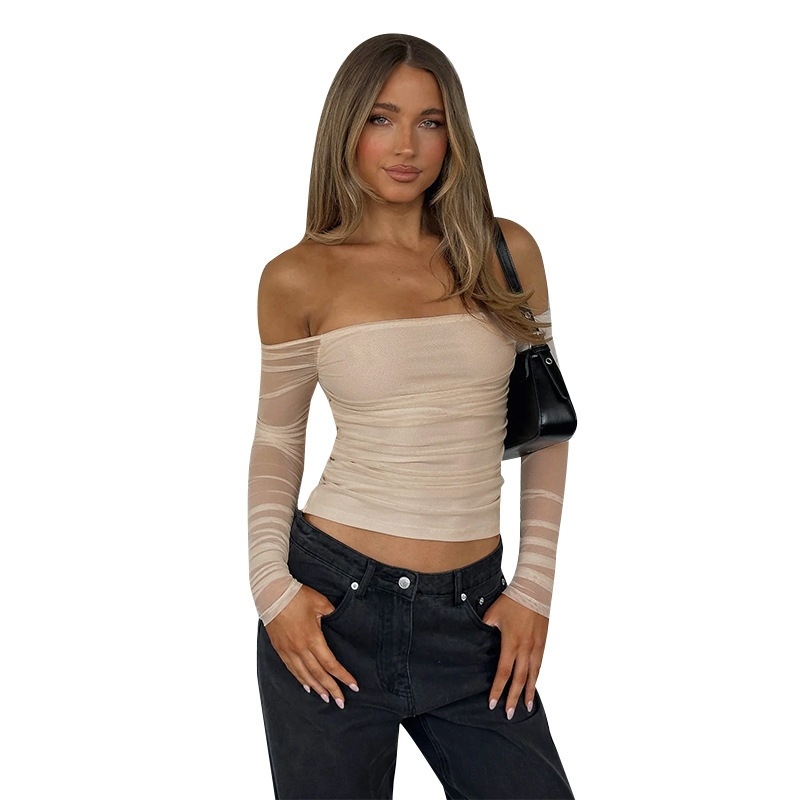 Top cu un umăr, dantelă cusută, fără spate, croială Slim, lungime scurtă 40–50 cm