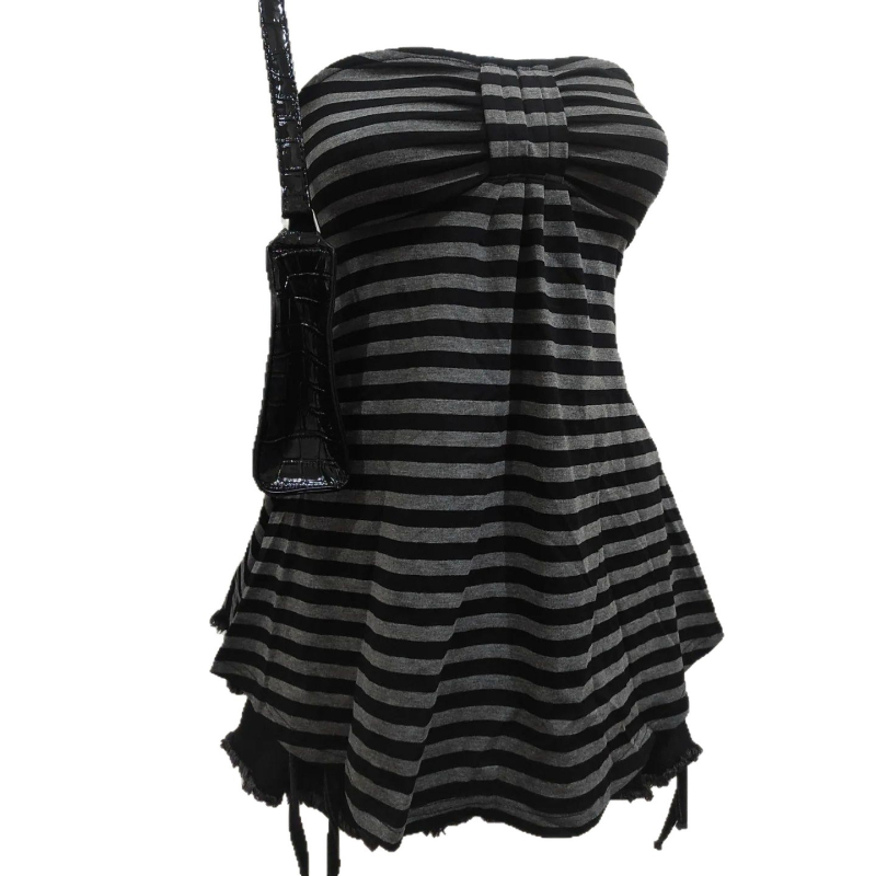 Tube top s prugama, poliester, mikroelastičnost, dvostruke naramenice, uski kroj