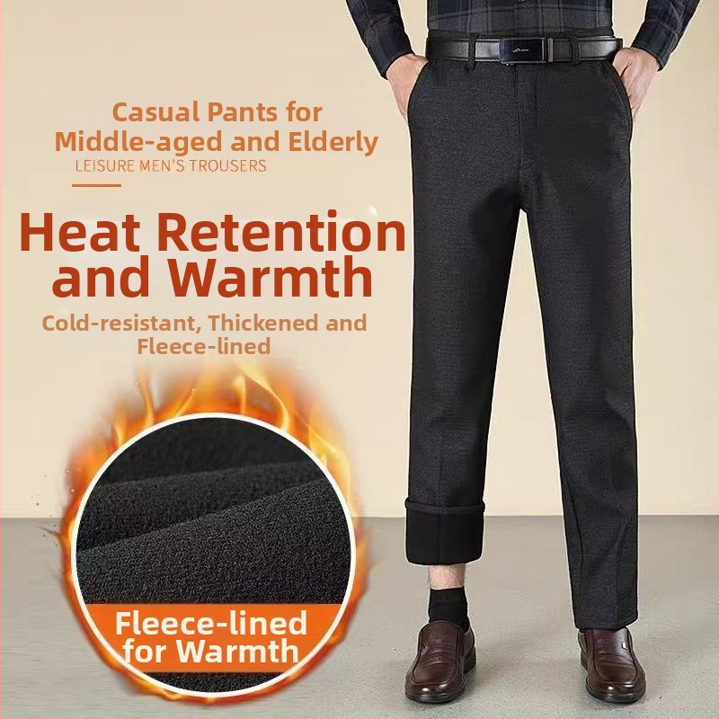 Pantaloni bărbați drepti, casual, talie înaltă, microelastic, poliester, iarna 2024