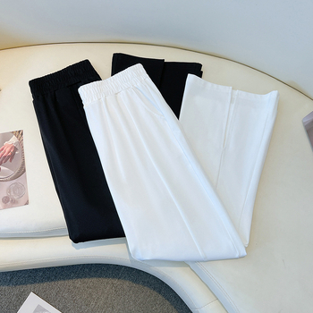 Pantaloni dama plus size, talie înaltă, lungime 9/10, micro flare, deschidere laterală (material bumbac, 80-90% bumbac, elasticitate ridicată)