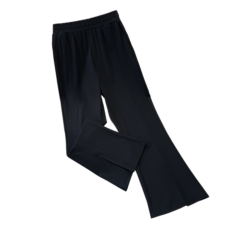 Pantaloni dama plus size, talie înaltă, lungime 9/10, micro flare, deschidere laterală (material bumbac, 80-90% bumbac, elasticitate ridicată)