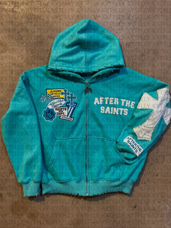 Ženski Y2K set u streetwear stilu: hoodie jakna i ravne hlače, otisak na poliesteru, 90–95% poliester, dugi rukavi, proljeće 2025
