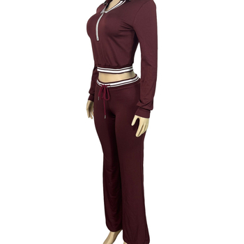 Costum dama din două piese cu rever, fermoar pe jumătate și șnur reglabil; pantaloni largi; material: mătase lapte; 90-95% poliester și 2% elastan; stil elegant pentru birou; vară 2025