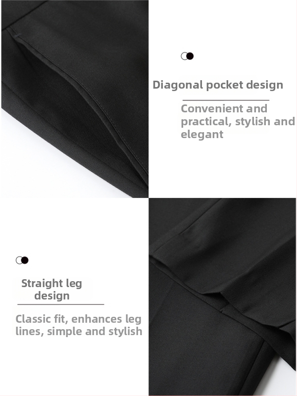 Pantaloni bărbați cu croială dreaptă pentru muncă, 69,7% poliester, microelasticitate, fără călcare, mai multe buzunare, primăvară–toamnă, stil business