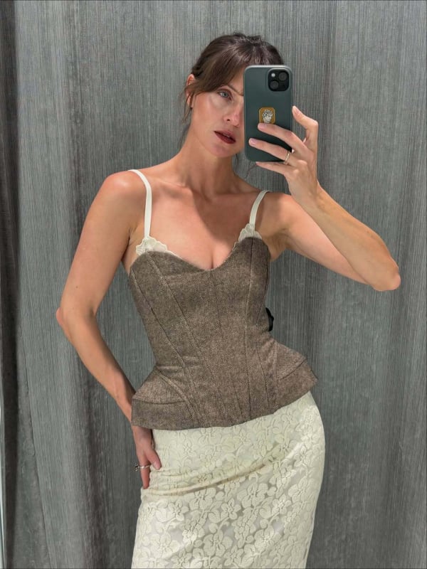 Bustier bodi s čipkom, seksi stil, stisk struka, kratka duljina 40–50 cm, poliestera 95%+