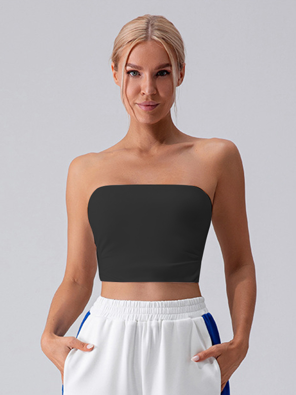 Top bustier fără bretele pentru femei, Slim Fit, Ultra-short (≤40 cm), Model geometric, Milk Silk–Polyester