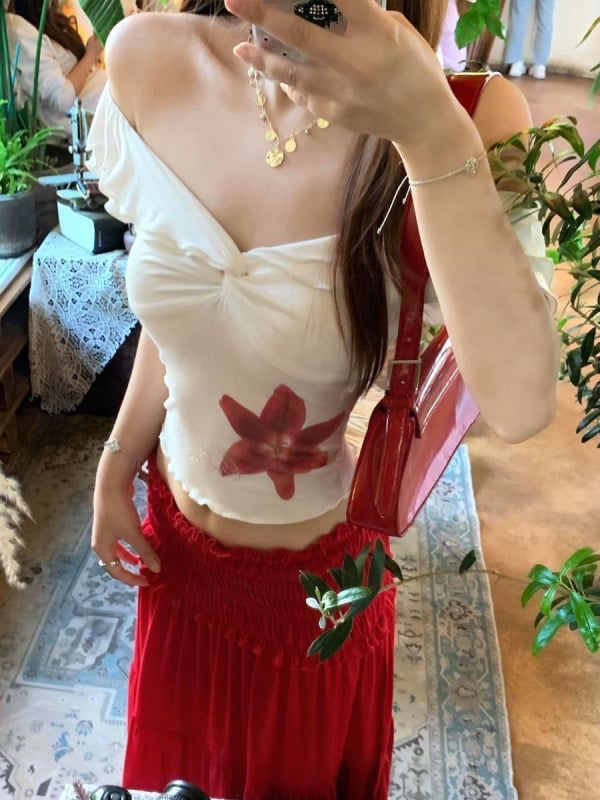 Set de costum în două piese pentru femei, toamnă: top fără mâneci, pe un umăr + fustă lungă cu talie înaltă și croială largă, culoare uni, poliester, detaliu patchwork, Toamnă 2025